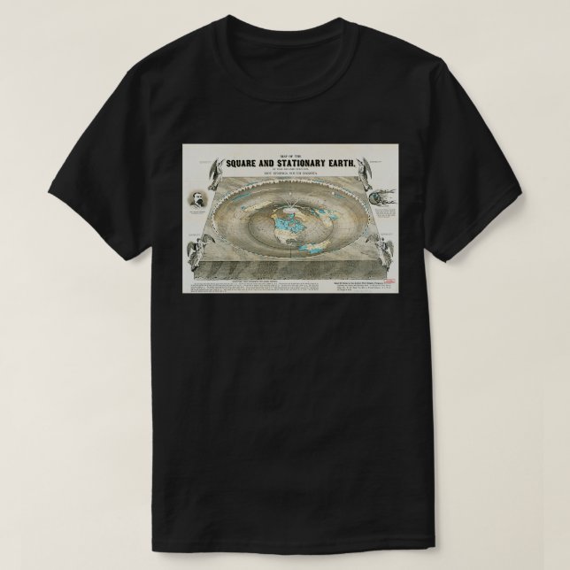 Flat Earth Map Science Denial T-Shirt (Design vorne)