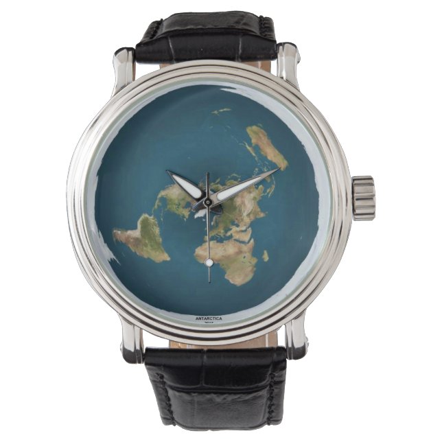 Flat Earth Map Wrist Watch Armbanduhr (Vorderseite)