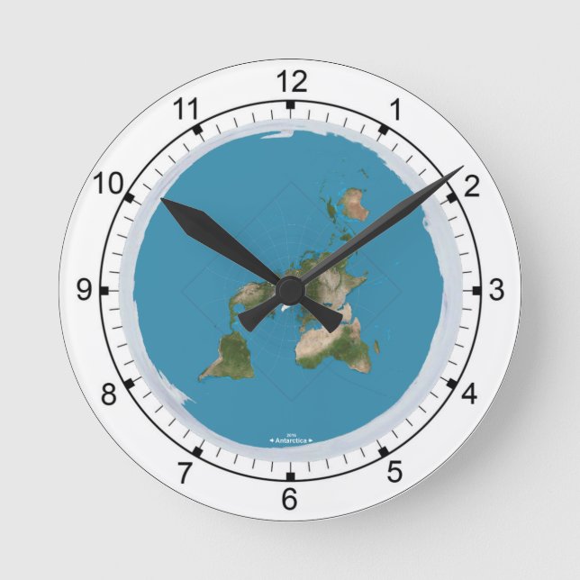 Flat Earth Medium Size Wall Clock Runde Wanduhr (Vorderseite)