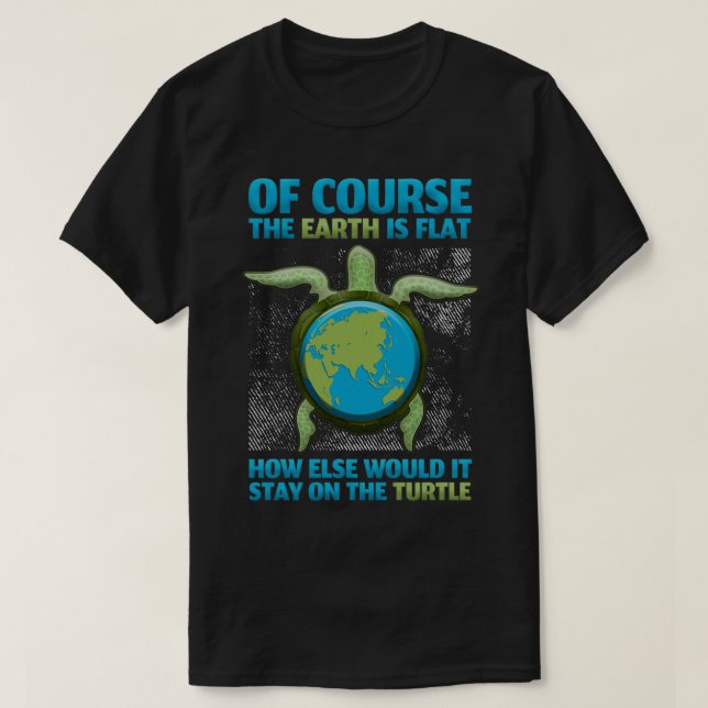 Flat Earth Society Design Turtle Elefanten 5 T-Shirt (Design vorne)