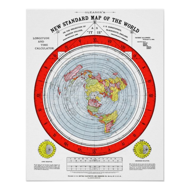Flat Earth Standard Map of the World T Shirt Poster (Vorderseite)