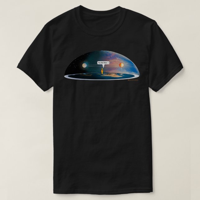 Flat Earth YOU are HERE T-Shirt (Design vorne)