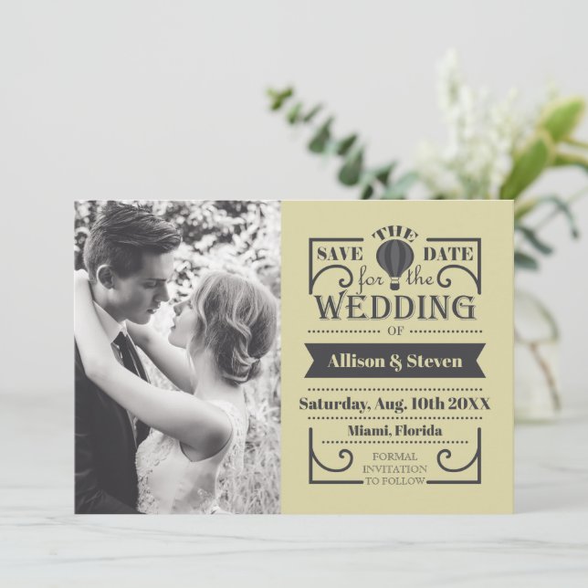 Flat Elegant Save the Date Wedding Card (Stehend Vorderseite)