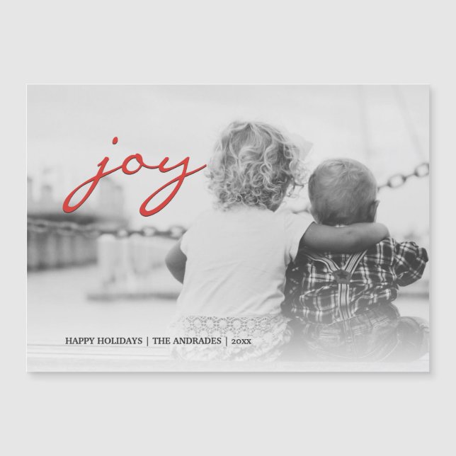 Flat Foto Weihnachten Joy Kids Custom Holiday Foto Magnetkarte (Vorderseite)