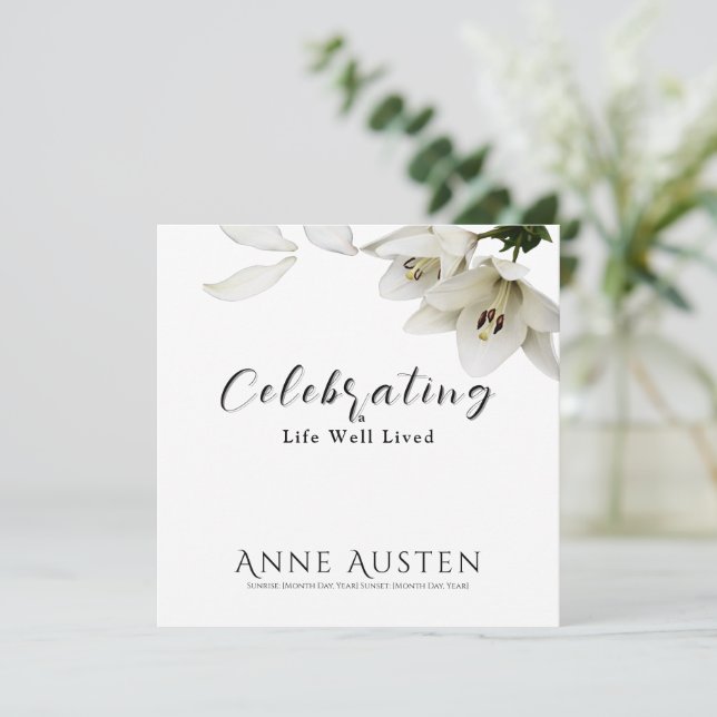 Flat Funeral Thank You Card - Editable  Dankeskarte (Stehend Vorderseite)