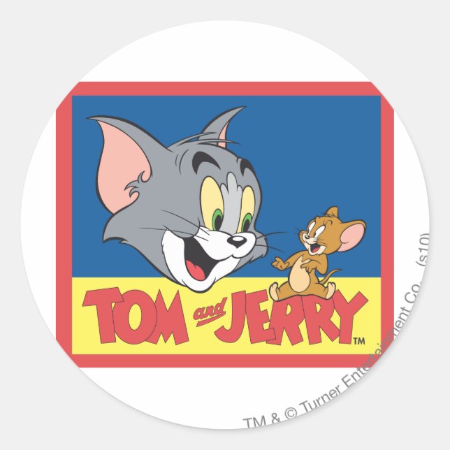 Flat für Tom und Jerry-Logo Runder Aufkleber (Vorderseite)