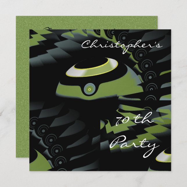 Flat Green Bowls Geburtstag Einladung (Vorne/Hinten)