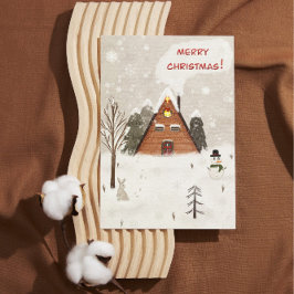 Flat Greeting Card "Cosy Christmas" handgezeichnet Karte