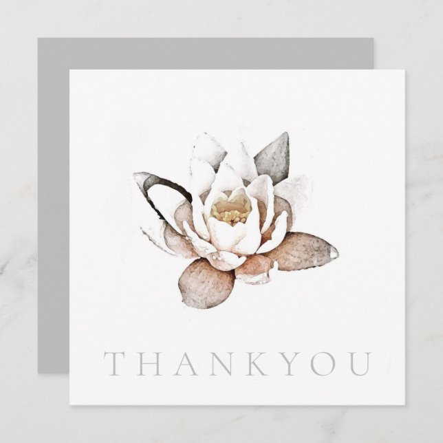 FLAT GREETING CARD : DANKE : WHITE LOTUS (Vorne/Hinten)