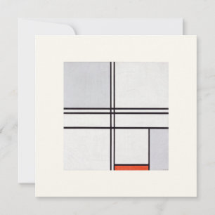 FLAT GREETING CARD : PIET MONDRIAN : GRAY-RED 1935 KARTE