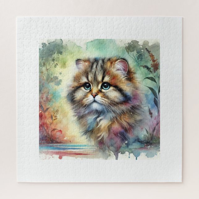 Flat Headed Cat 101024AREF119 - Watercolor Puzzle (Vertikal)