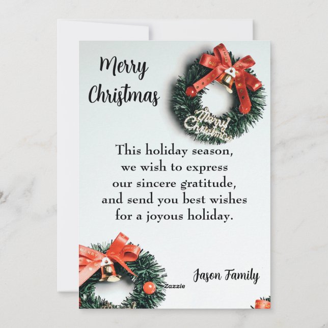 Flat Holiday Card Frohe Weihnachten (Rückseite)