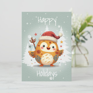 Flat Holiday Card in Scandinavian Folk Art Style Feiertagskarte