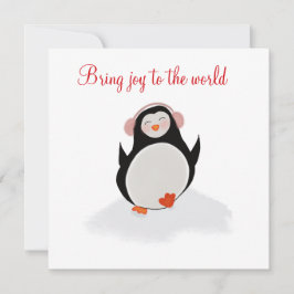 Flat Holiday Card mit lächelndem Pinguin Feiertagskarte