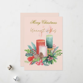 Flat Holiday Card - Watercolour Christmas candles Feiertagskarte