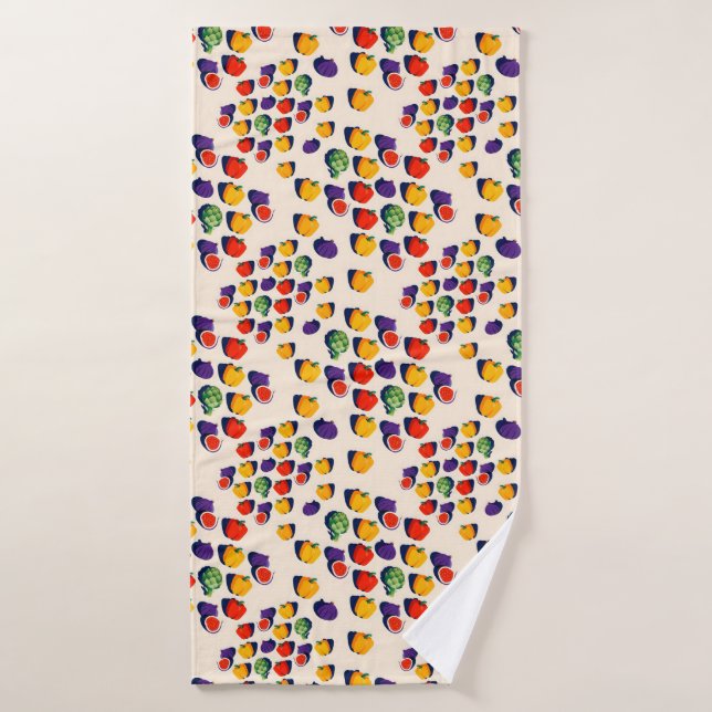 Flat lay pattern of figs bell peppers badehandtuch (Badehandtuch)
