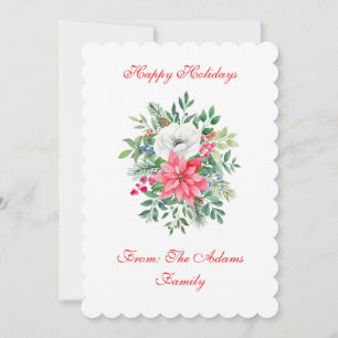 Flat Luxury Scalloped Floral Xmas Personalisierung Feiertagskarte