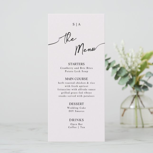 Flat Menu für Boho Wedding. Menükarte (Stehend Vorderseite)