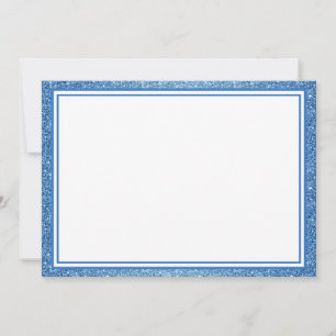 Flat Note Card Blue Glitzer Border Mitteilungskarte