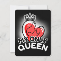 Flat Note Card : My Only Queen (black)
