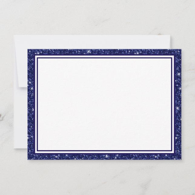 Flat Note Card Navy Blue Glitzer Border Mitteilungskarte (Vorderseite)