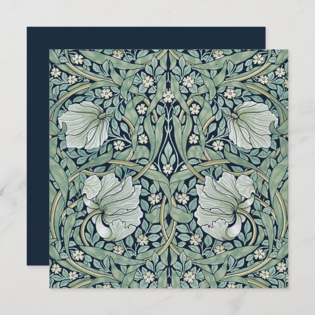 FLAT NOTE CARD : WILLIAM MORRIS : PIMPERNEL MITTEILUNGSKARTE (Vorne/Hinten)