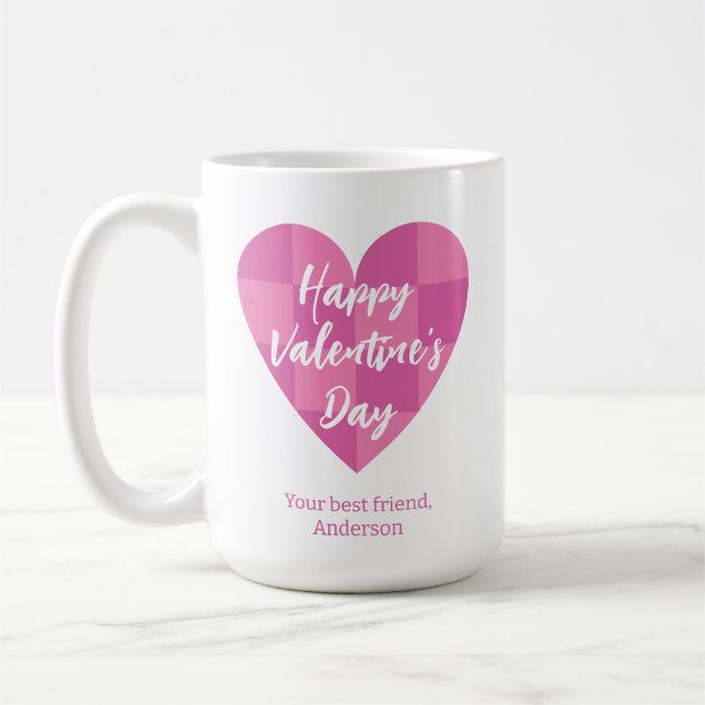 Flat Pink Happy Valentine's Day Kaffeetasse (Links)