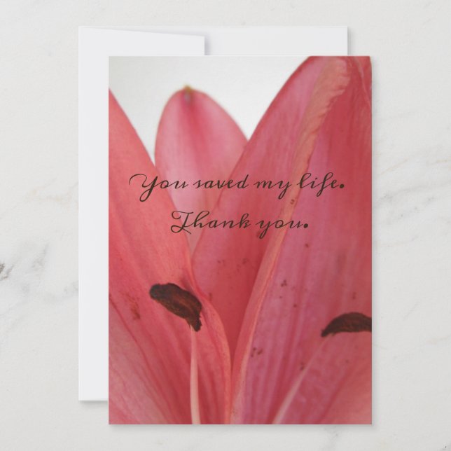 Flat Pink Petals, die du meine Lebenskarte Gerette Dankeskarte (Vorderseite)
