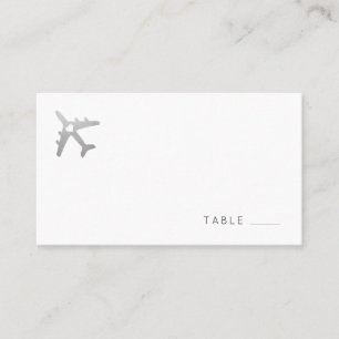 Flat-Platzkarte mit Silver Travel Theme Airplane Platzkarte