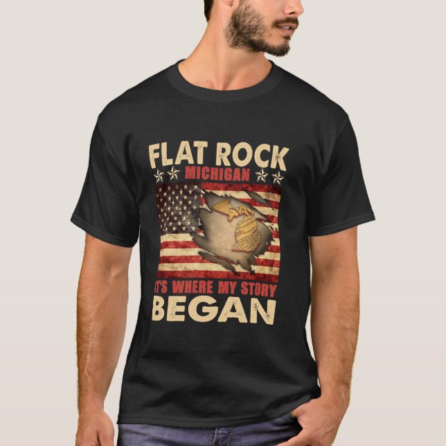 Flat Rock Michigan USA Flag 4. Juli Long Sleev T-Shirt (Vorderseite)