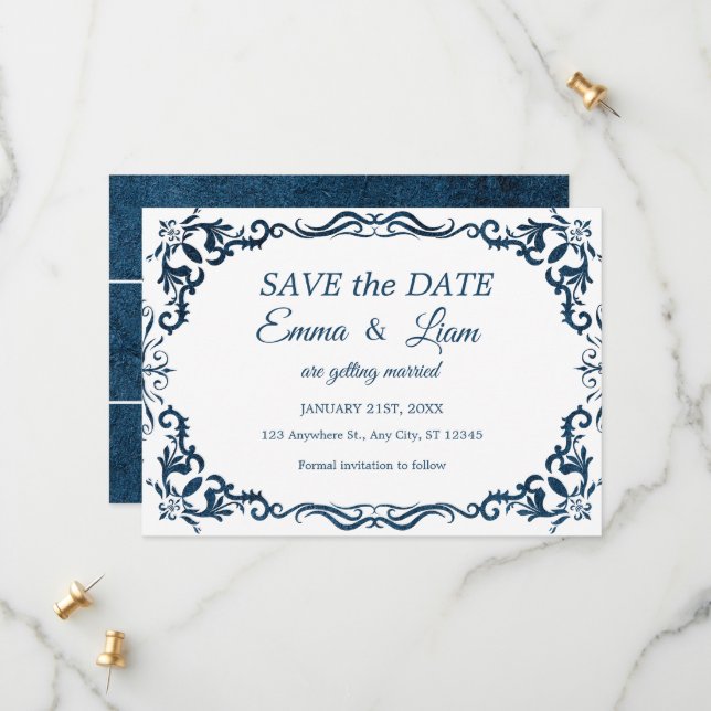 Flat Save The Date Card (Vorderseite/Rückseite Beispiel)