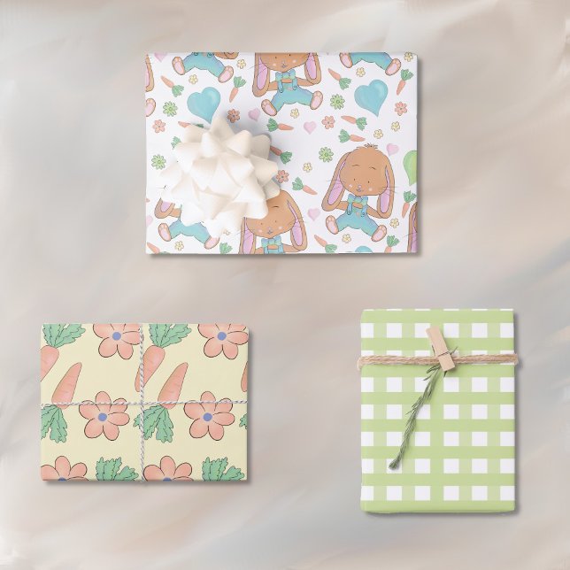 Flat Sheet zum Wrapping von Whimsisisches Oster Geschenkpapier Set (Whimsical bunny theme wrapping paper sheets .)