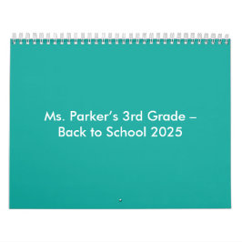 Flat Teal Background – Back-to-School Texture Kalender