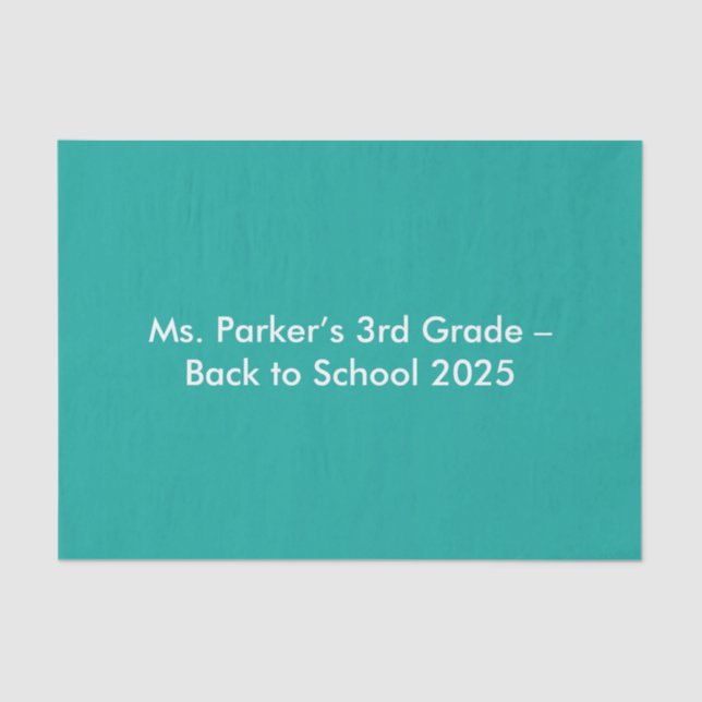 Flat Teal Background – Back-to-School Texture Seidenpapier (Vorderseite)