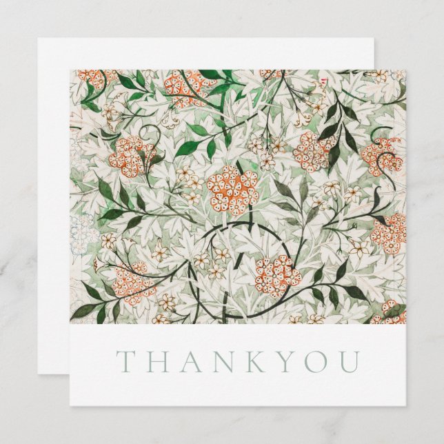 FLAT THANKYOU CARD : WILLIAM MORRIS : JASMINE DANKESKARTE (Vorne/Hinten)