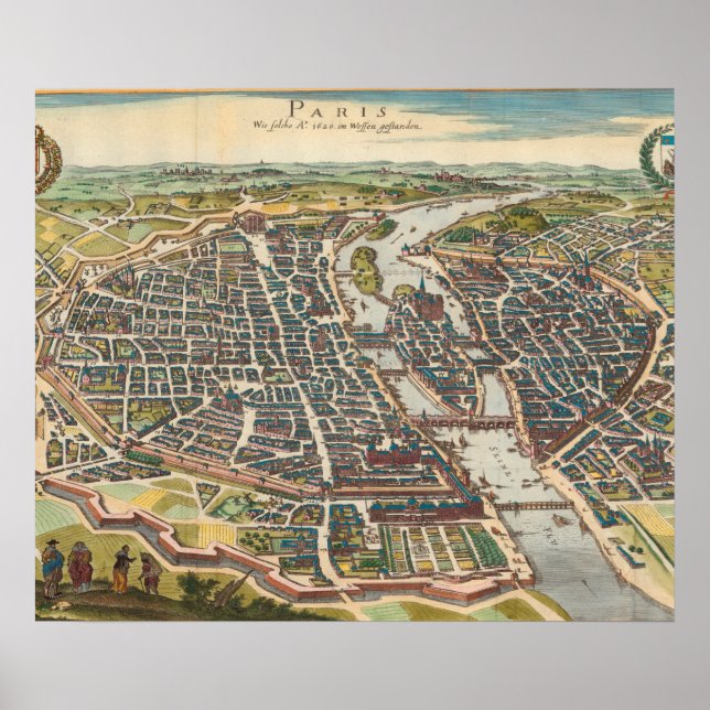 Flat vintage map of paris poster (Vorne)