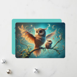 Flat Whimsical Owl Card Feiertagskarte