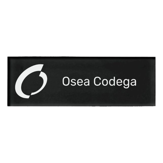 Flat White Black Backname and Logo-Tag Namenschild (Vorderseite)