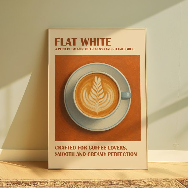 Flat White Coffee Print, Minimalistische Espressom Poster (Flat White)