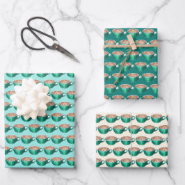 Flat White Latte Cappuccino Coffee Shop Café Geschenkpapier Set