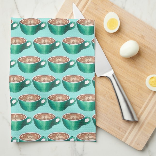 Flat White Latte Cappuccino Coffee Shop Café Geschirrtuch (Viertel Falte)