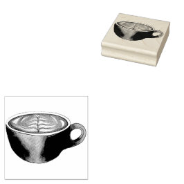 Flat White Latte Cappuccino Coffee Shop Café Gummistempel