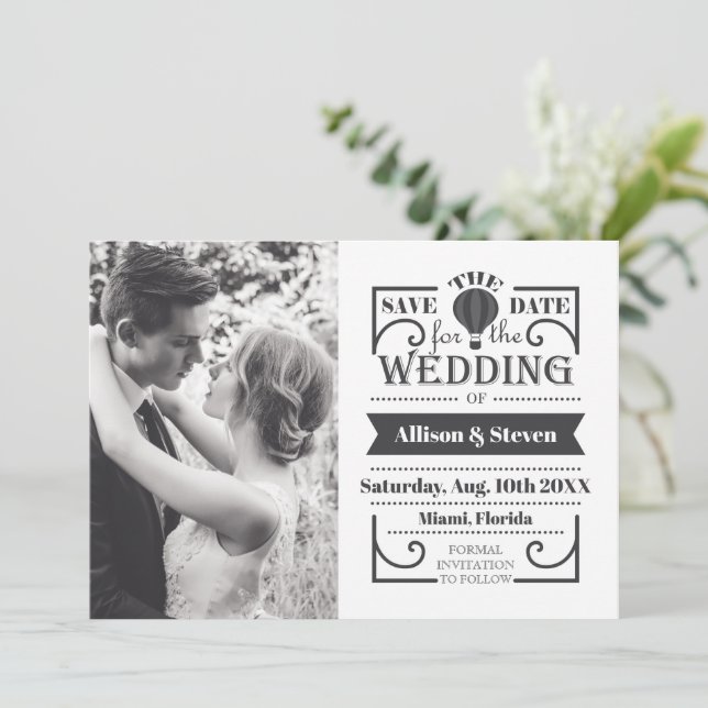 Flat White Save the Date Wedding Card (Stehend Vorderseite)