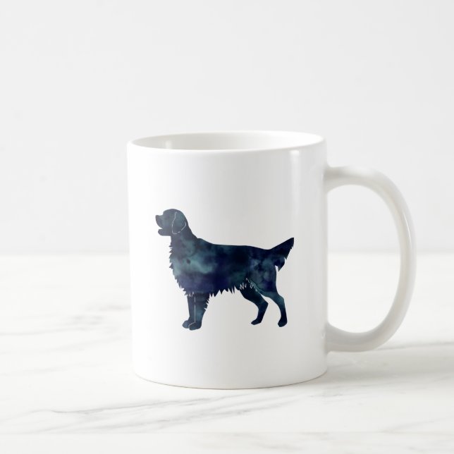 Flatbeschichtete Retriever Black Watercolor-Silhou Kaffeetasse (Rechts)