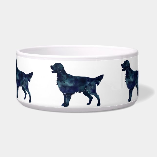Flatbeschichtete Retriever Black Watercolor-Silhou Napf (Vorderseite)
