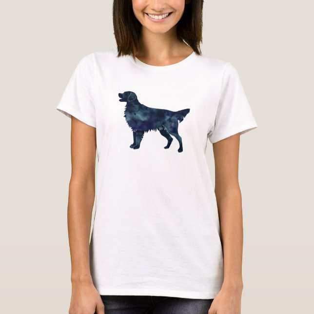 Flatbeschichtete Retriever Black Watercolor-Silhou T-Shirt (Vorderseite)