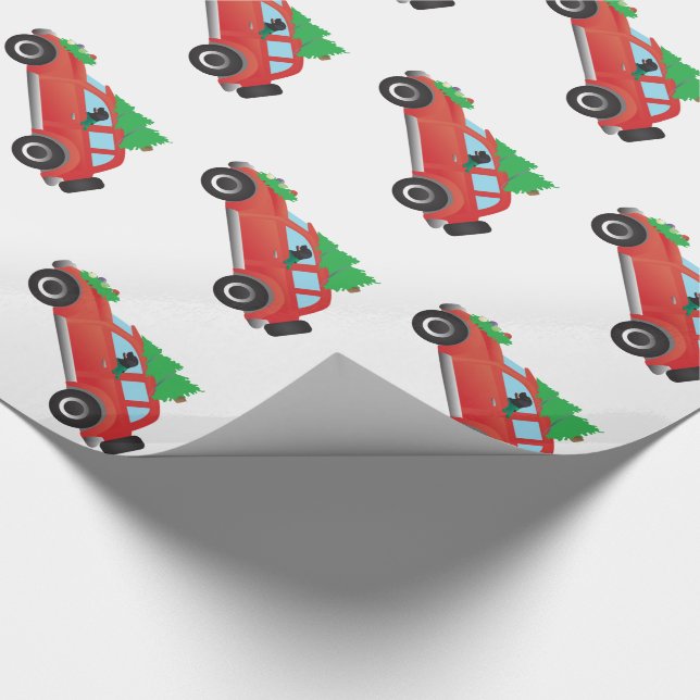 Flatbeschichteter Retriever Dog Driving Christmas  Geschenkpapier (Ecke)