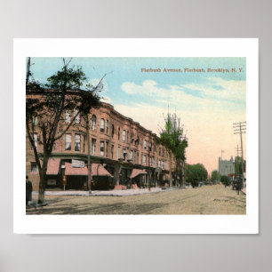 Flatbush Ave, Brooklyn, New York Vintag Poster