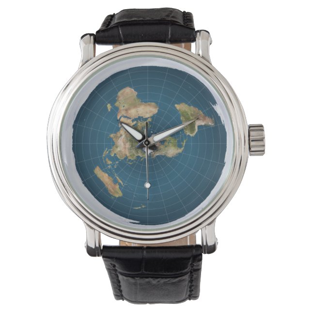 FlatEarth Leather Strap Watch Armbanduhr (Vorderseite)