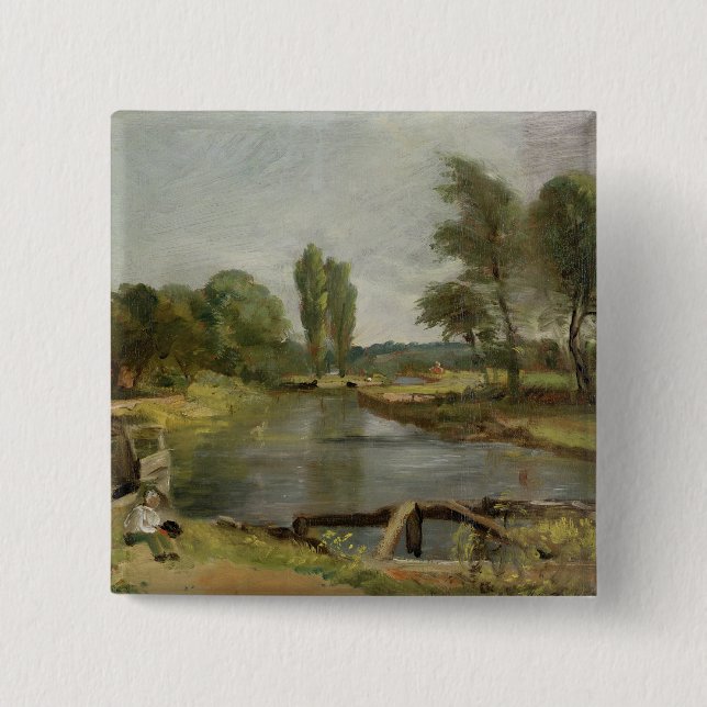 Flatford Verschluss, 1810-11 (Öl auf Papier auf Button (Vorderseite)